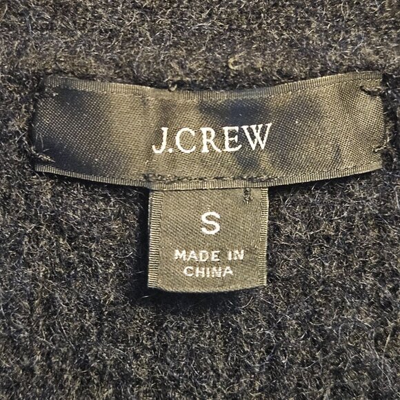 J.Crew Women Fuzzy Cropped Alpaca Wool Black Cardigan S Dark Academia Old Money - Picture 4 of 14